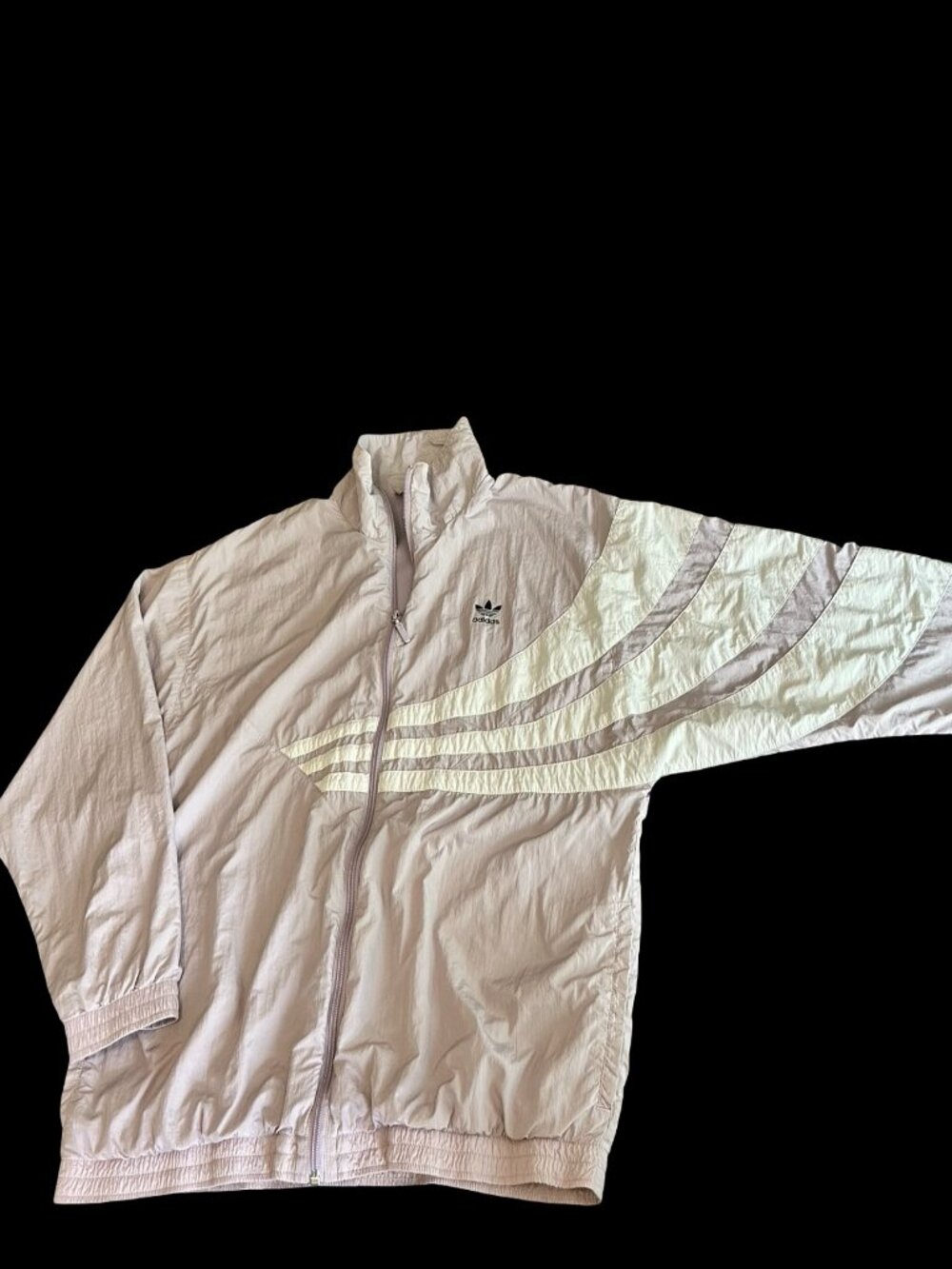 Adidas Vintage Style Trefoil Track Jacket Lilac Purple Nylon Windbreaker W's L